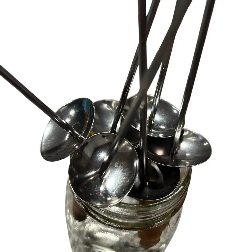Vintage Mid-Century Cocktail Picks/Fondue– Set of 6 Wooden Handles w/ Color Tips